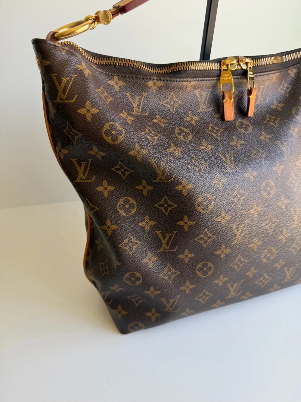 Authentic Louis Vuitton Sully MM Monogram Canvas & Leather Shoulder Handbag